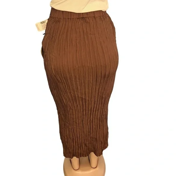Anne Pinkerton Vintage Brown Silk Pleated Maxi Skirt - Picture 4 of 9